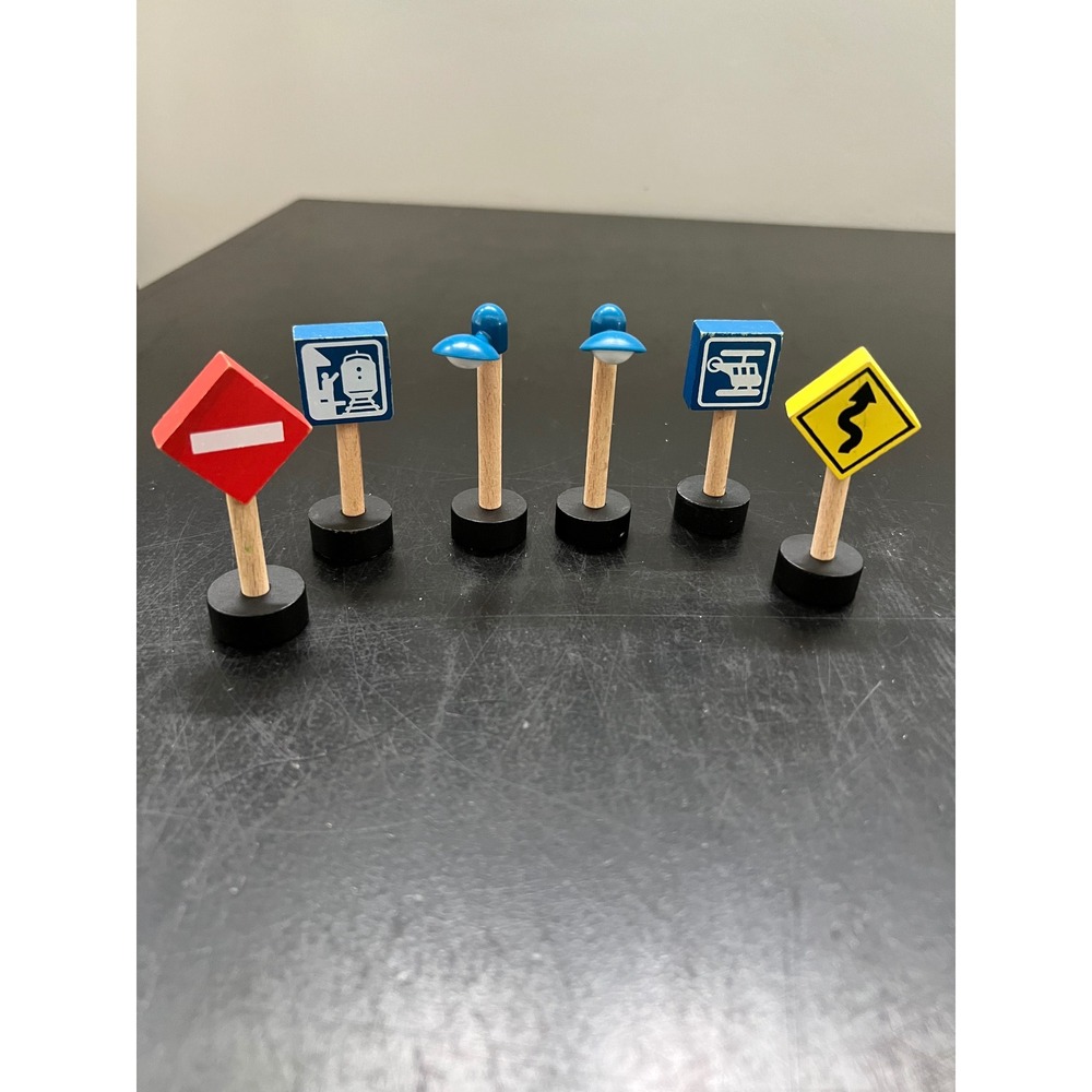 Wooden Traffic Signs Street Lights Multicolor Toy Set 6pc OS